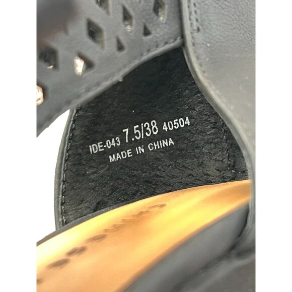 Chinese Laundry Platform Sandals 7.5 Black Wedge Peep Toes Zipper Closure - Picture 6 of 10